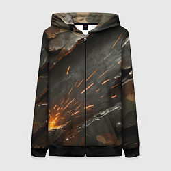 Женская толстовка на молнии Искры метала под камуфляжем