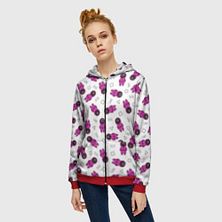 Толстовка на молнии женская Персонажи корейского сериала игра в кальмара, цвет: 3D-красный — фото 2