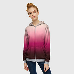 Толстовка на молнии женская Градиент transcendent pink омбре, цвет: 3D-меланж — фото 2
