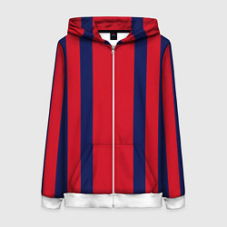 Толстовка на молнии женская Color black red stripes, цвет: 3D-белый