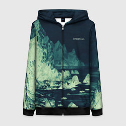 Женская толстовка на молнии Dream on стилизованный скалистый берег