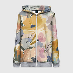 Женская толстовка на молнии Цветы акварель