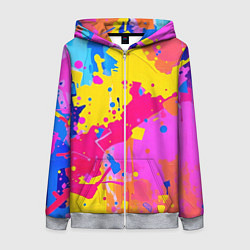 Женская толстовка на молнии Яркие пятна акриловой краски на стене