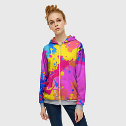Толстовка на молнии женская Яркие пятна акриловой краски на стене, цвет: 3D-меланж — фото 2