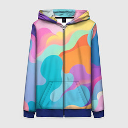 Толстовка на молнии женская Разноцветные красивые облака, цвет: 3D-синий