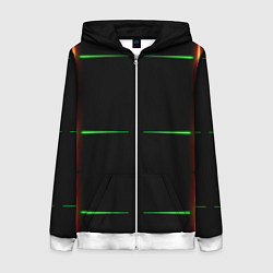 Женская толстовка на молнии Color black green orange stripes