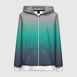 Толстовка на молнии женская Градиент серо-зеленый, цвет: 3D-белый