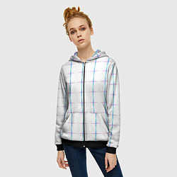 Толстовка на молнии женская Color white blue stripes, цвет: 3D-черный — фото 2