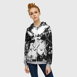 Толстовка на молнии женская Doom краски всплеск белые, цвет: 3D-меланж — фото 2