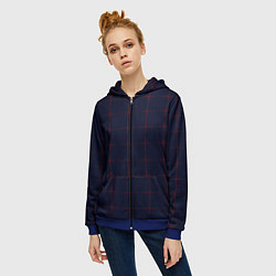 Толстовка на молнии женская Color dark blue red crosses, цвет: 3D-синий — фото 2
