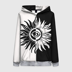 Толстовка на молнии женская Солнце черно-белое, цвет: 3D-меланж