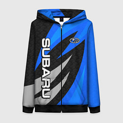 Толстовка на молнии женская Subaru - синий, цвет: 3D-черный