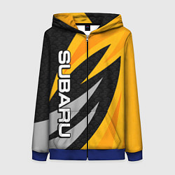Толстовка на молнии женская Субару - желтый, цвет: 3D-синий