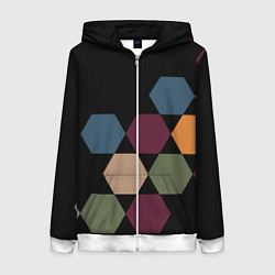 Толстовка на молнии женская Honeycombs autumn colors, цвет: 3D-белый