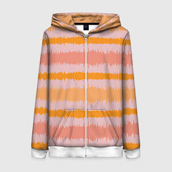 Женская толстовка на молнии Полосы зигзагообразные оранжево-розовые
