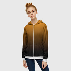 Толстовка на молнии женская Orange gradient, цвет: 3D-белый — фото 2