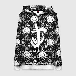 Толстовка на молнии женская Doom x nirvana pattern, цвет: 3D-белый