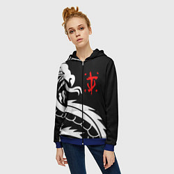 Толстовка на молнии женская Doom dragon steel, цвет: 3D-синий — фото 2
