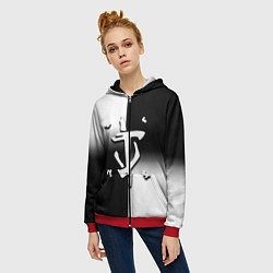 Толстовка на молнии женская Doom black geometry, цвет: 3D-красный — фото 2