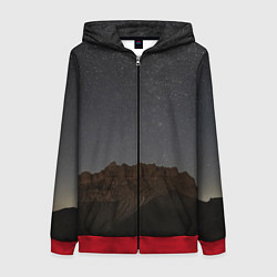 Толстовка на молнии женская Массив Метеген под звездами, цвет: 3D-красный