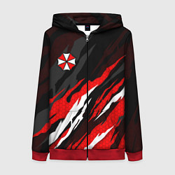 Толстовка на молнии женская Umbrella - красное пламя, цвет: 3D-красный