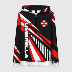 Толстовка на молнии женская Красный спортивный - Umbrella, цвет: 3D-белый