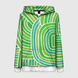 Толстовка на молнии женская Абстрактный узор зеленый, цвет: 3D-белый