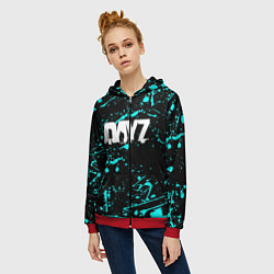 Толстовка на молнии женская Dayz голубые краски, цвет: 3D-красный — фото 2