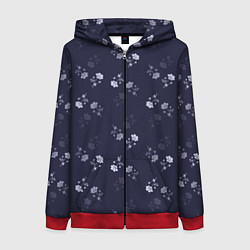 Женская толстовка на молнии Цветочный узор синий