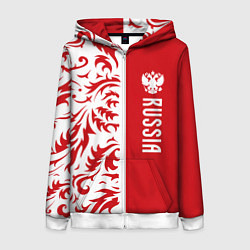 Женская толстовка на молнии Россия - красная хохлома