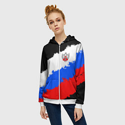 Толстовка на молнии женская Федерация бокса России - триколор, цвет: 3D-белый — фото 2