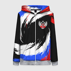 Толстовка на молнии женская Федерация бокса РФ - краска, цвет: 3D-меланж