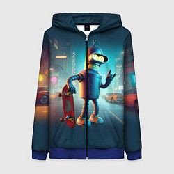 Толстовка на молнии женская Сынишка Бендера крутой скейтбордист, цвет: 3D-синий
