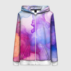 Толстовка на молнии женская Цветная дымка, цвет: 3D-белый