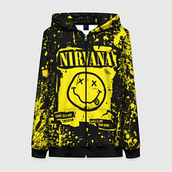 Толстовка на молнии женская Nirvana smile 1987, цвет: 3D-черный