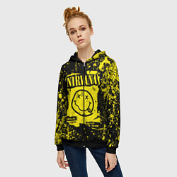 Толстовка на молнии женская Nirvana smile 1987, цвет: 3D-черный — фото 2