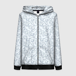 Толстовка на молнии женская Мячи, скакалки и плавательные круги, цвет: 3D-черный