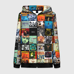 Толстовка на молнии женская Nirvana - обложки альбомов и песен, цвет: 3D-черный