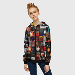 Толстовка на молнии женская Slipknot - обложки альбомов и песен, цвет: 3D-черный — фото 2