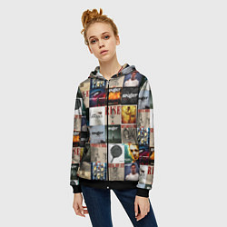 Толстовка на молнии женская Skillet - обложки альбомов и песен, цвет: 3D-черный — фото 2