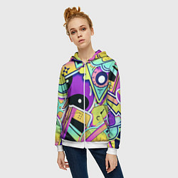Толстовка на молнии женская Пришелец, цвет: 3D-белый — фото 2