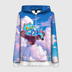 Женская толстовка на молнии Tiger Derpy in the clouds