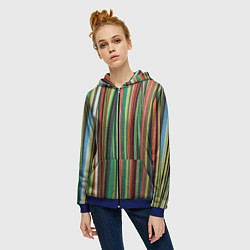 Толстовка на молнии женская Полоски ткани, цвет: 3D-синий — фото 2