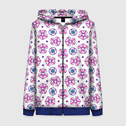 Толстовка на молнии женская Паттерн из абстрактных цветов, цвет: 3D-синий
