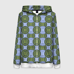 Женская толстовка на молнии Зеленые и синие пуговицы