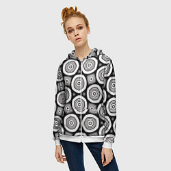 Толстовка на молнии женская Пятиугольные кольца, цвет: 3D-белый — фото 2