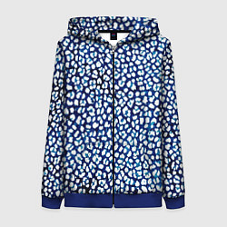 Толстовка на молнии женская Тёмный синий в белые пятнышки, цвет: 3D-синий