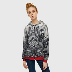 Толстовка на молнии женская Abstract pattern - graffiti, цвет: 3D-красный — фото 2