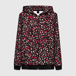 Толстовка на молнии женская Красно-розовые крапинки, цвет: 3D-черный