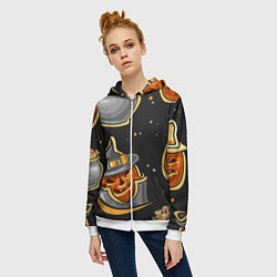 Толстовка на молнии женская День хэллоуин, цвет: 3D-белый — фото 2